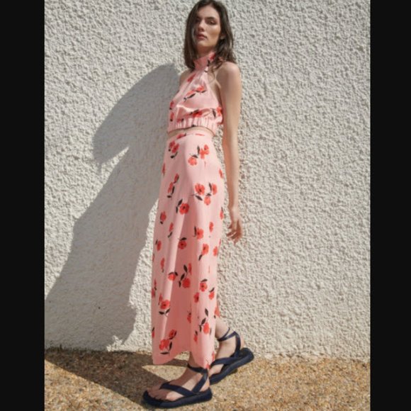 Zara Dresses & Skirts - PRINTED LINEN BLEND SKIRT
